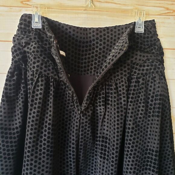 Maeve Taffeta Textured Velvet Polka Dot Skirt Black Size 10 Party Cocktail Skirt - Picture 9 of 14